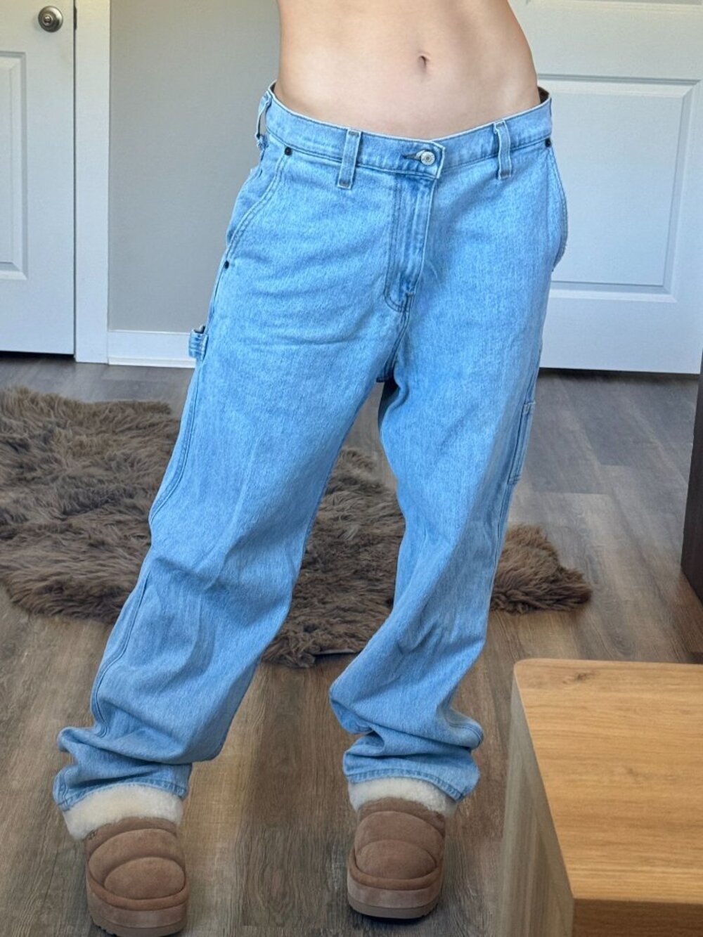Y2K 2000s Hollister Low Rise Baggy Carpenter Jeans Mens 32x34 Utility Light Wash